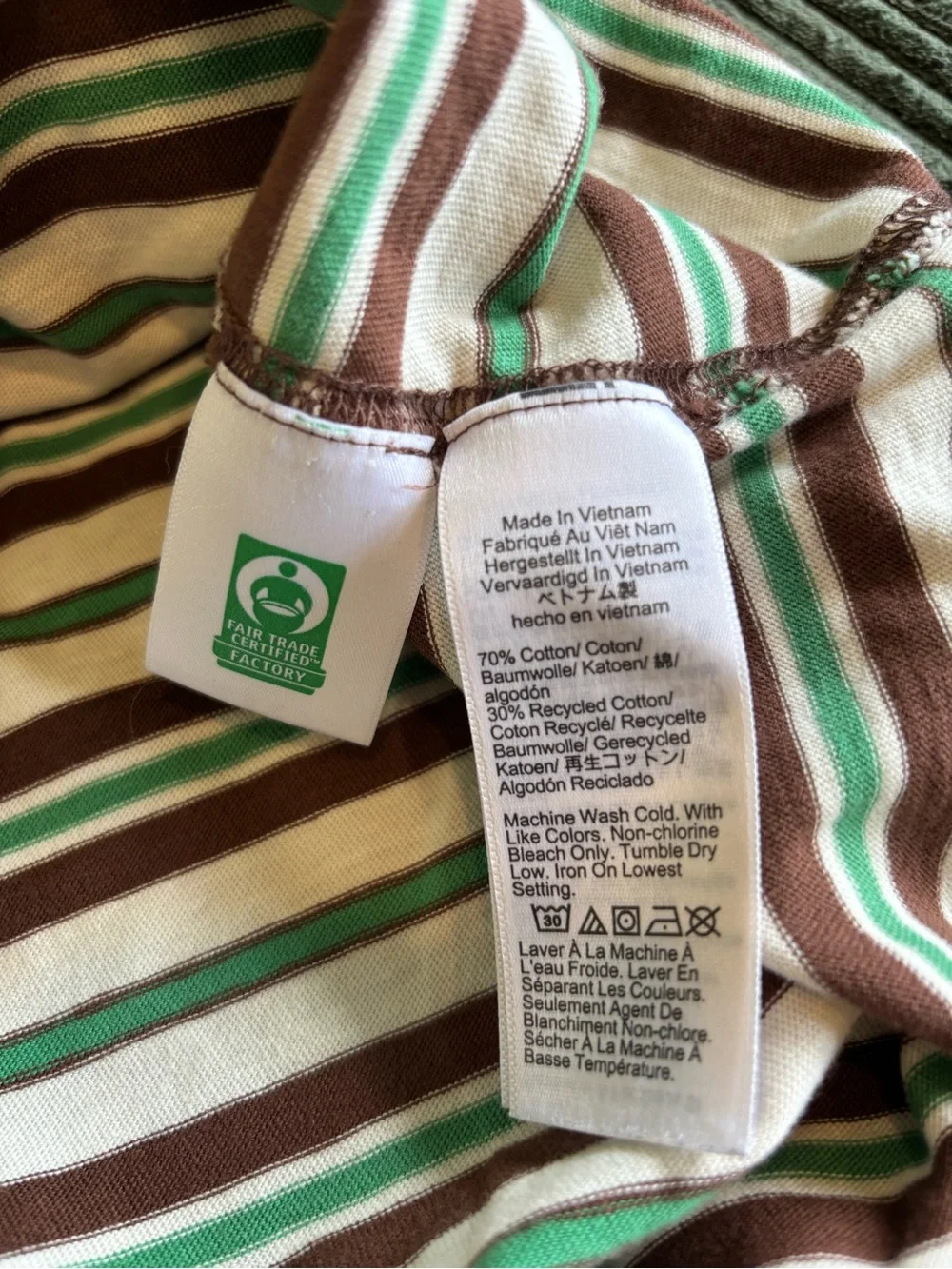 J. Crew Striped Crewneck Tee in Cream, Brown & Green